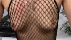 Lori Alexia On Her Fishnet Outfit Devours A Massive Tool Inside Her Pussy