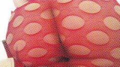 Curvy Blonde In Red Fishnet Skirt
