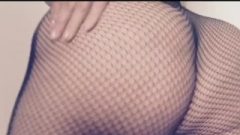 Curvy Blonde In Fishnets Striptease And Toy Play