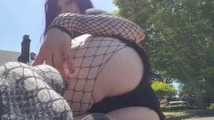 Goth Girl Ass, Sweaty Socks, And Fishnets In Public