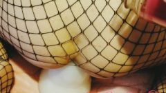 XL Bad Dragon In Fishnets With Beautiful Wax