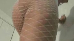 Attractive Cutey Tiffany Stripping In Fishnet Suit