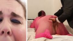 Gagged And Handcuffed Slut In Fishnet Is Thrashed And Used As A Fucktoy